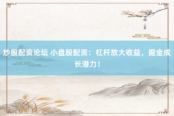 炒股配资论坛 小盘股配资：杠杆放大收益，掘金成长潜力！
