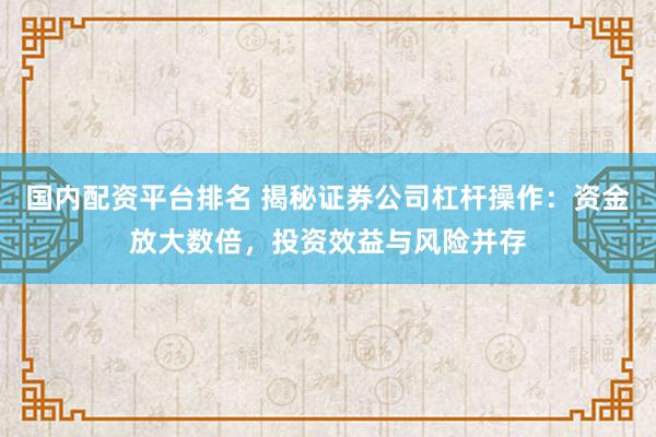 国内配资平台排名 揭秘证券公司杠杆操作：资金放大数倍，投资效益与风险并存