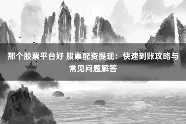 那个股票平台好 股票配资提现：快速到账攻略与常见问题解答