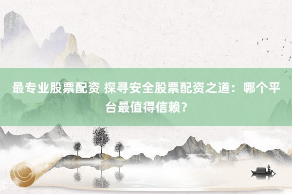 最专业股票配资 探寻安全股票配资之道：哪个平台最值得信赖？