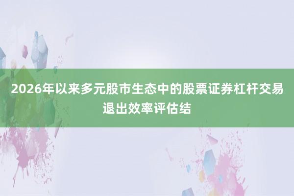 2026年以来多元股市生态中的股票证券杠杆交易退出效率评估结